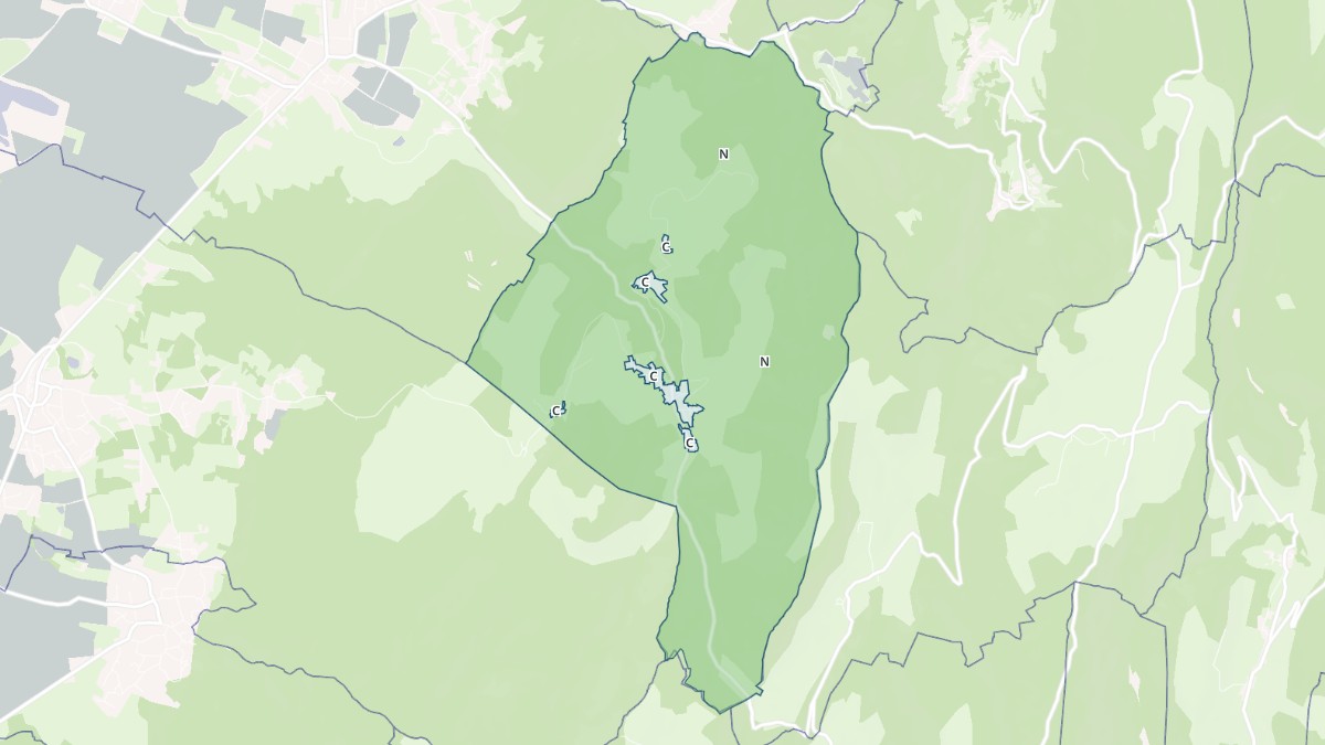Aperçu cartographique de L'Abergement-de-Varey, centré sur la commune