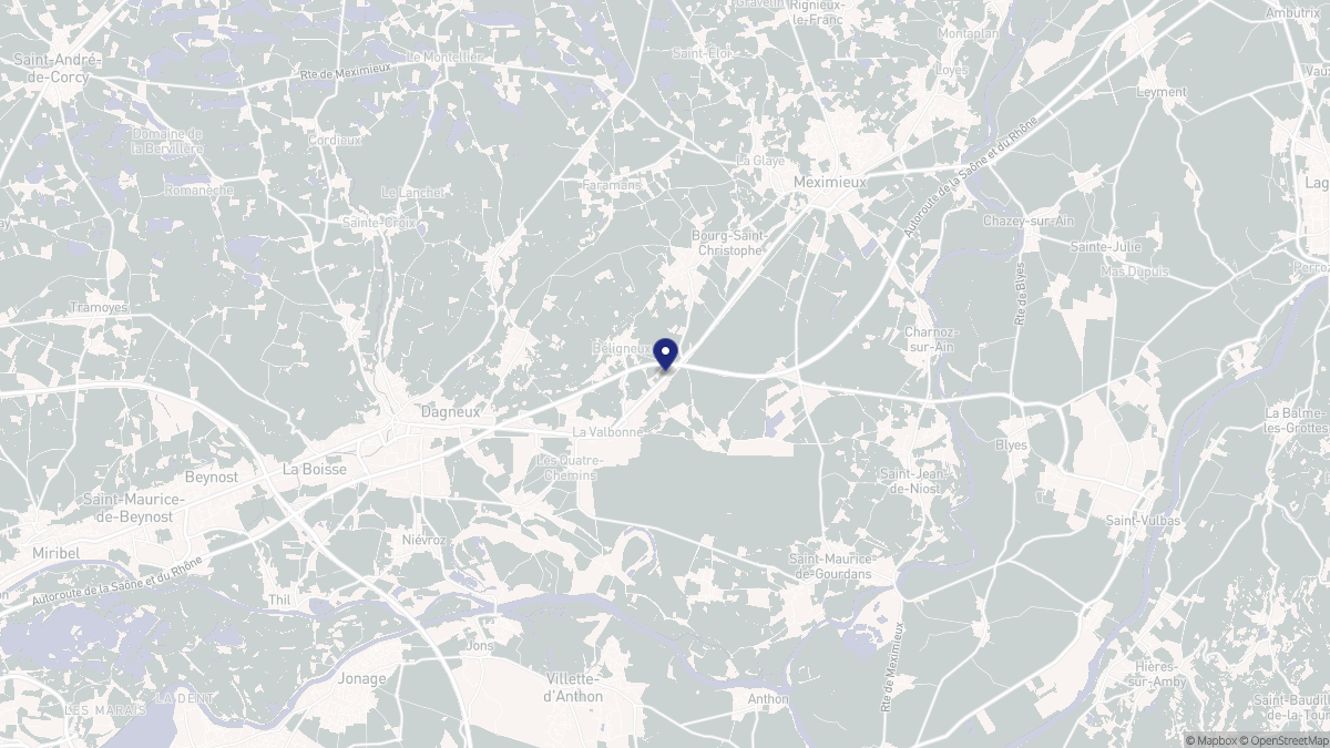 Aperçu cartographique de Béligneux, centré sur la commune