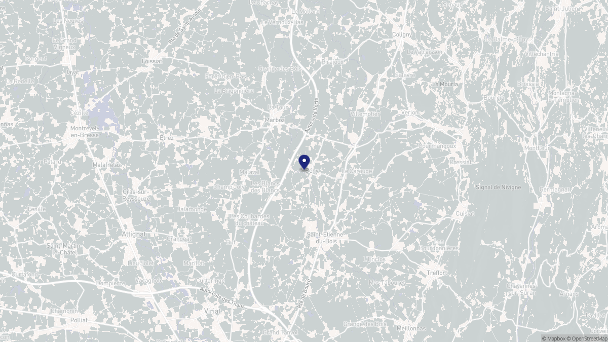 Aperçu cartographique de Bény, centré sur la commune