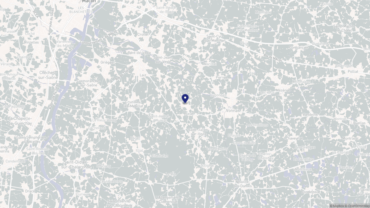 Aperçu cartographique de Biziat, centré sur la commune