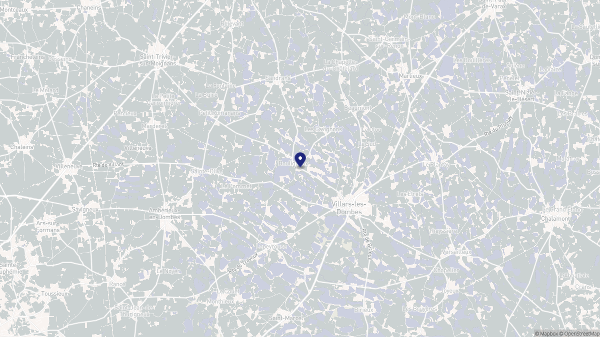 Aperçu cartographique de Bouligneux, centré sur la commune