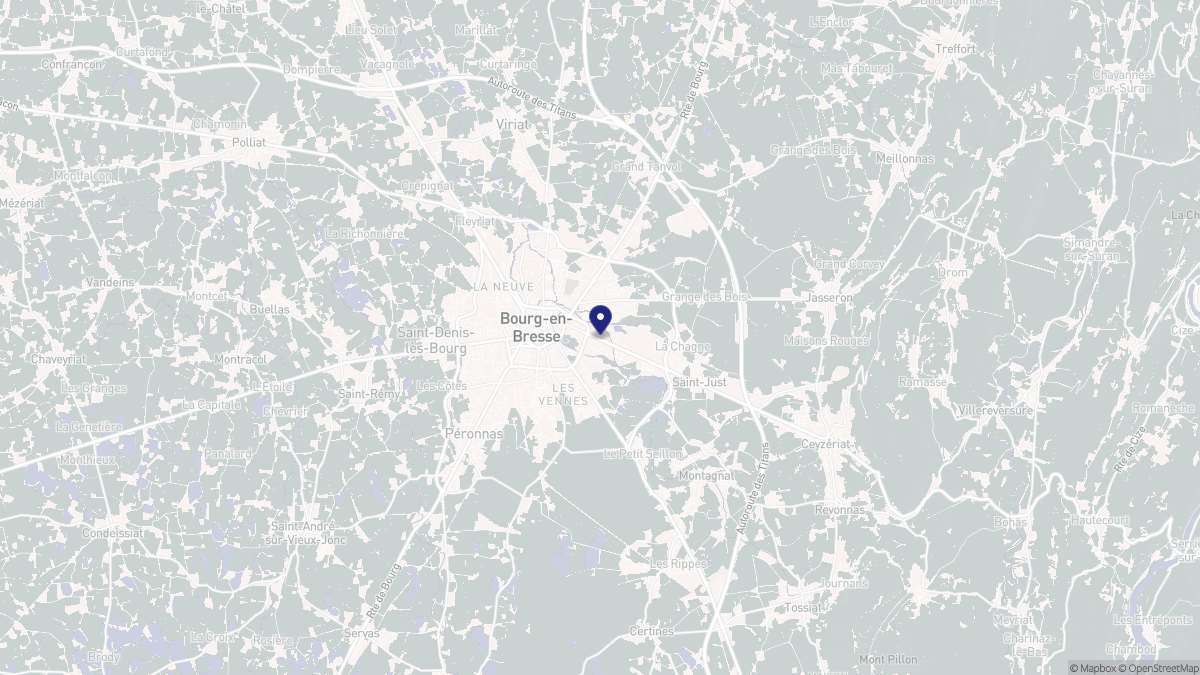 Aperçu cartographique de Bourg-en-Bresse, centré sur la commune