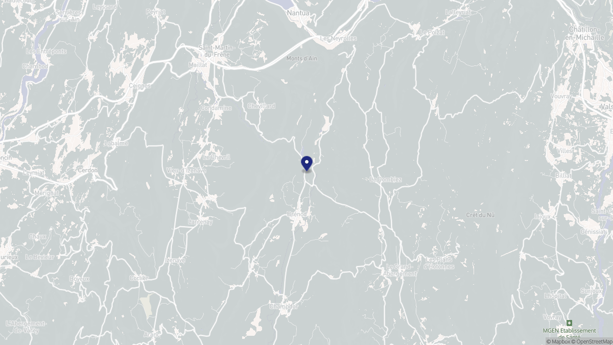 Aperçu cartographique de Brénod, centré sur la commune