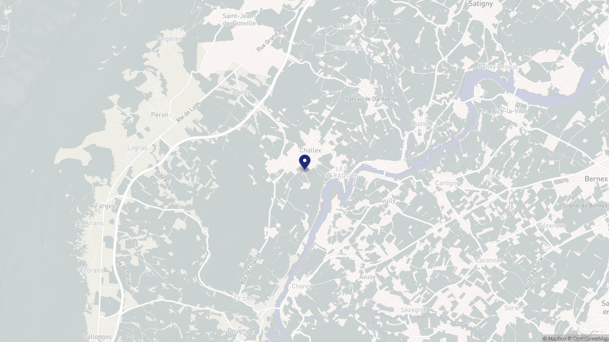 Aperçu cartographique de Challex, centré sur la commune