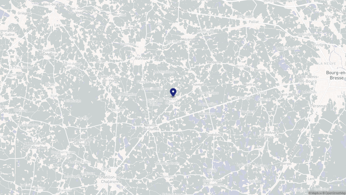 Aperçu cartographique de Chanoz-Châtenay, centré sur la commune