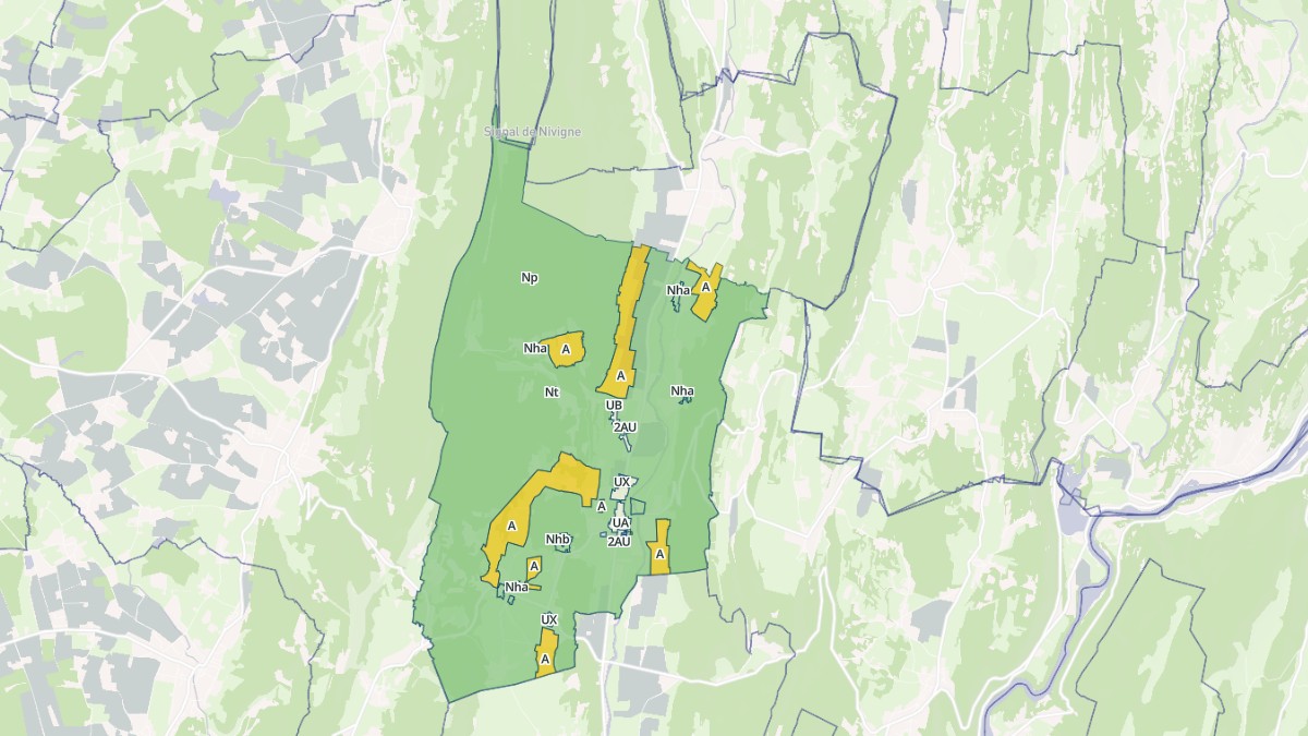 Aperçu cartographique de Nivigne et Suran, centré sur la commune