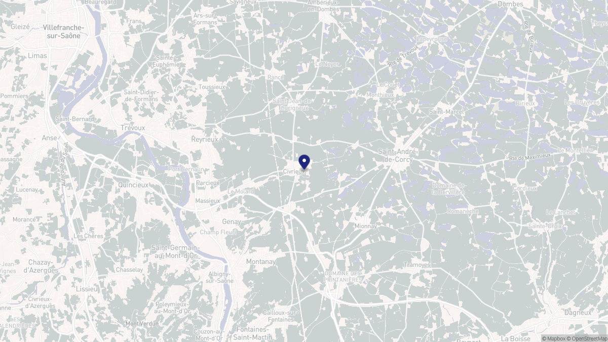 Aperçu cartographique de Civrieux, centré sur la commune
