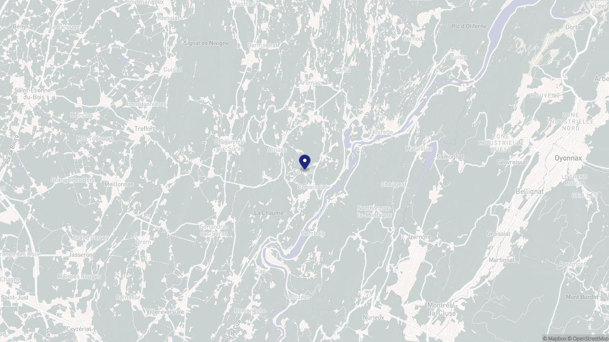 Aperçu cartographique de Corveissiat, centré sur la commune