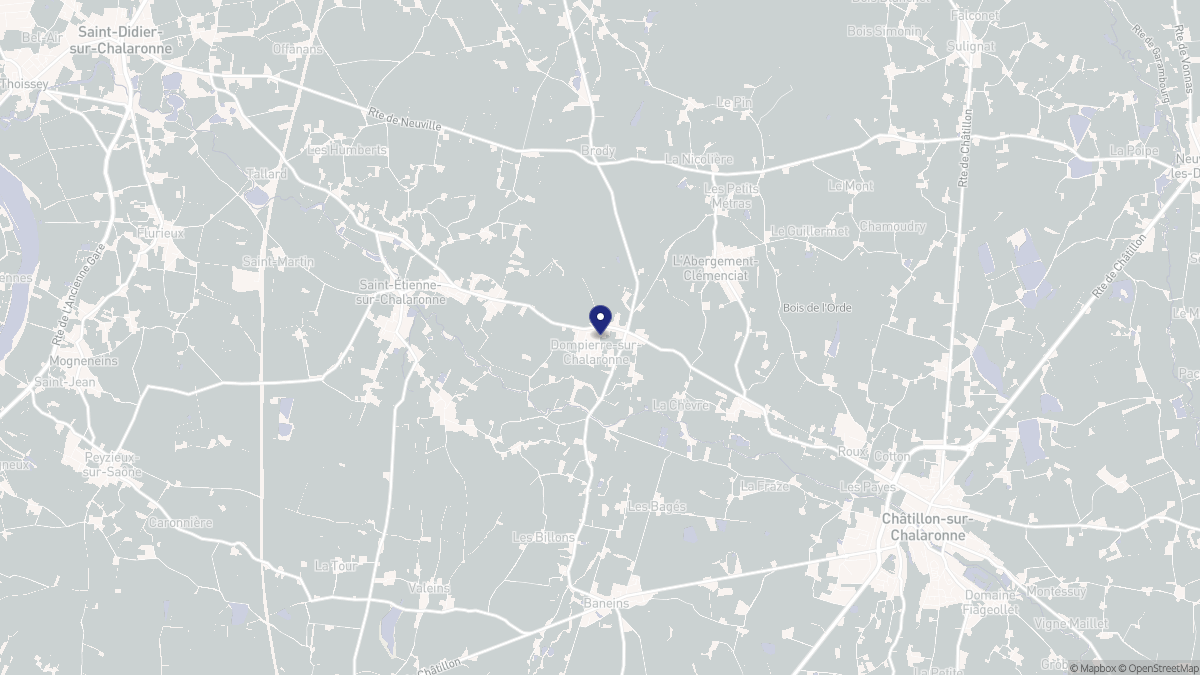 Aperçu cartographique de Dompierre-sur-Chalaronne, centré sur la commune