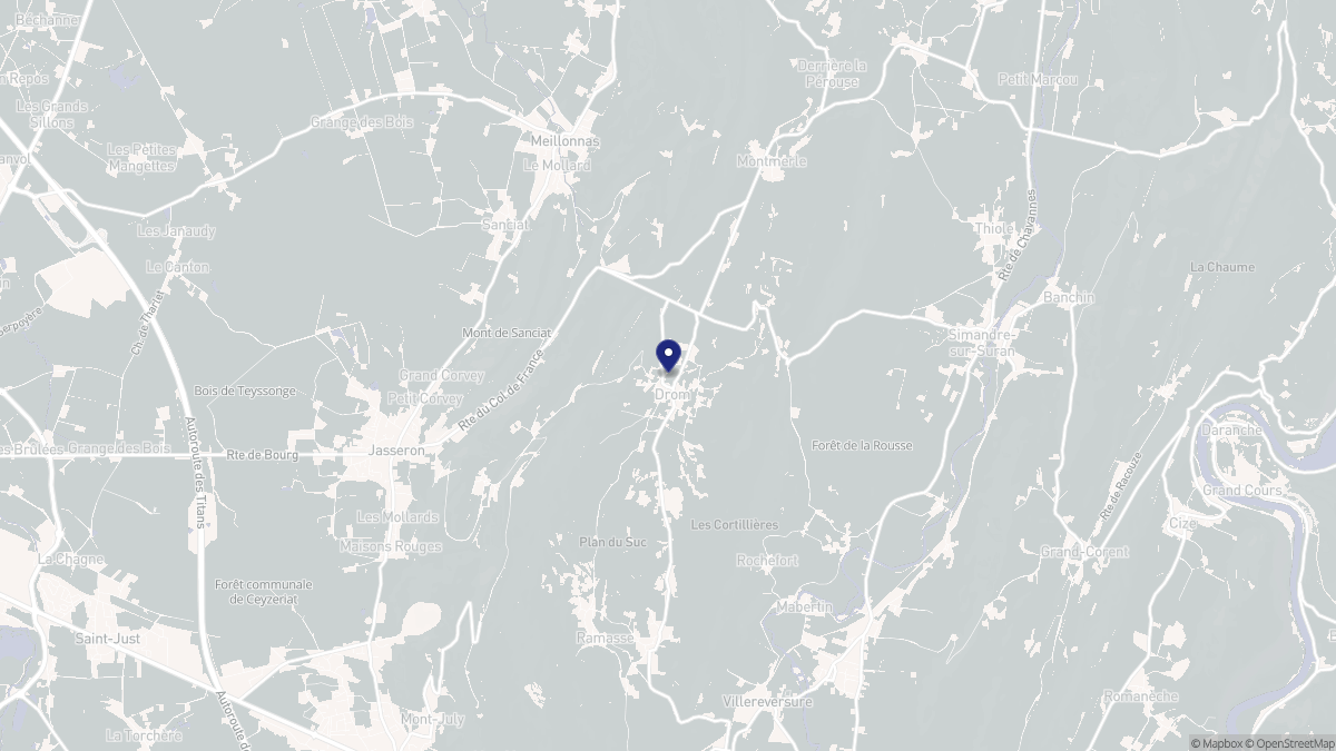 Aperçu cartographique de Drom, centré sur la commune