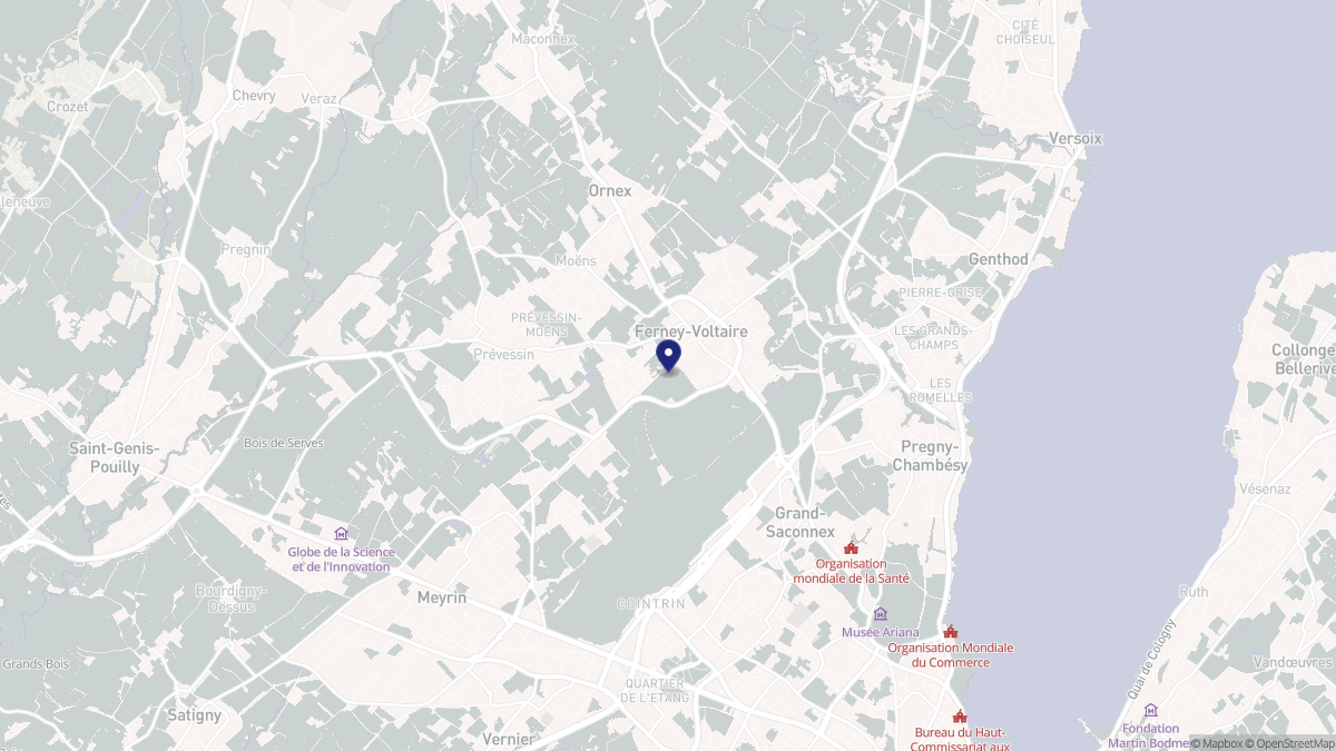 Aperçu cartographique de Ferney-Voltaire, centré sur la commune