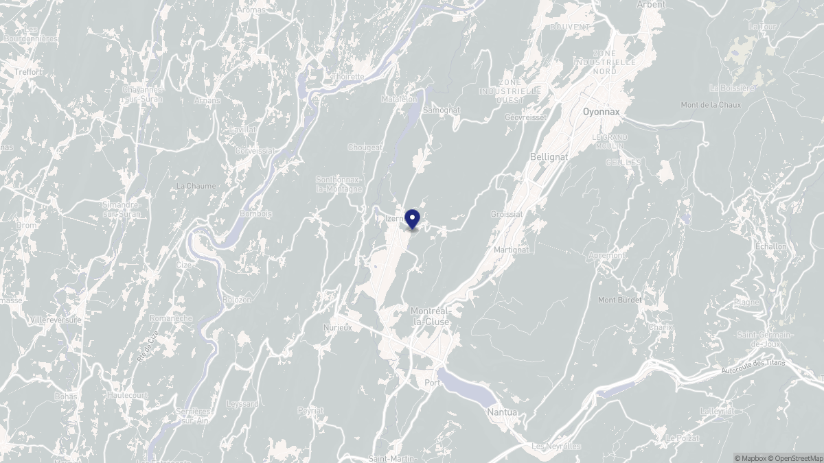 Aperçu cartographique de Izernore, centré sur la commune