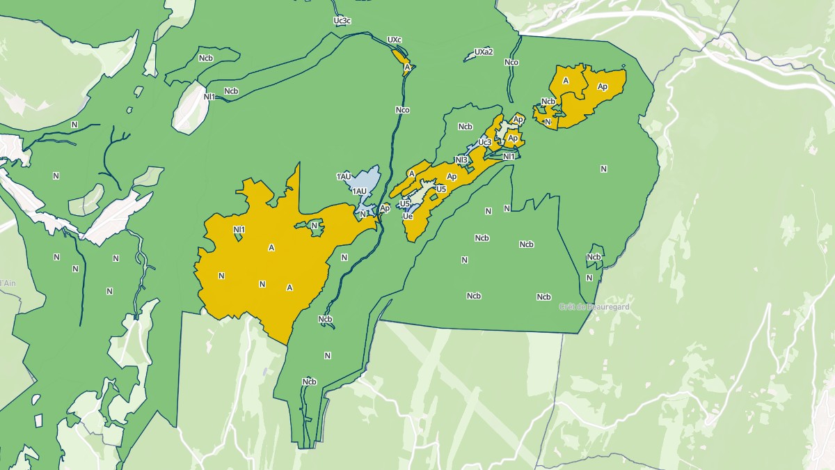 Aperçu cartographique de Le Poizat-Lalleyriat, centré sur la commune