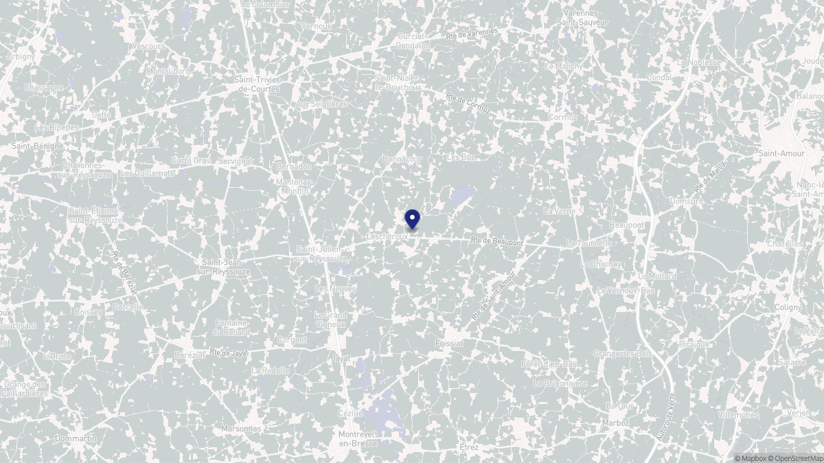 Aperçu cartographique de Lescheroux, centré sur la commune