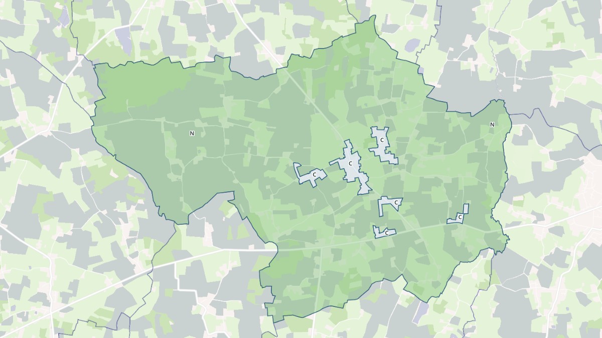 Aperçu cartographique de Marsonnas, centré sur la commune