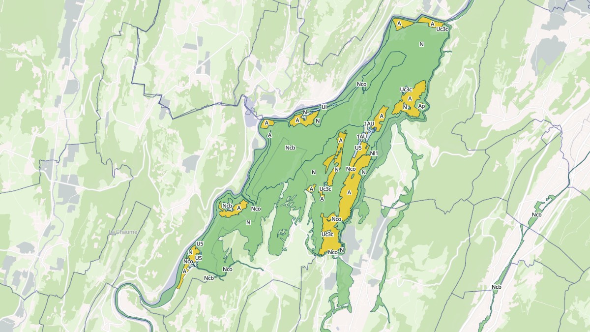 Aperçu cartographique de Matafelon-Granges, centré sur la commune