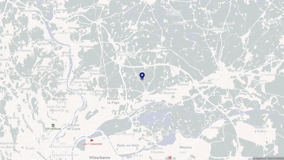 Aperçu cartographique de Miribel, centré sur la commune