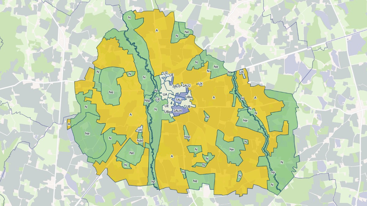 Aperçu cartographique de Neuville-les-Dames, centré sur la commune