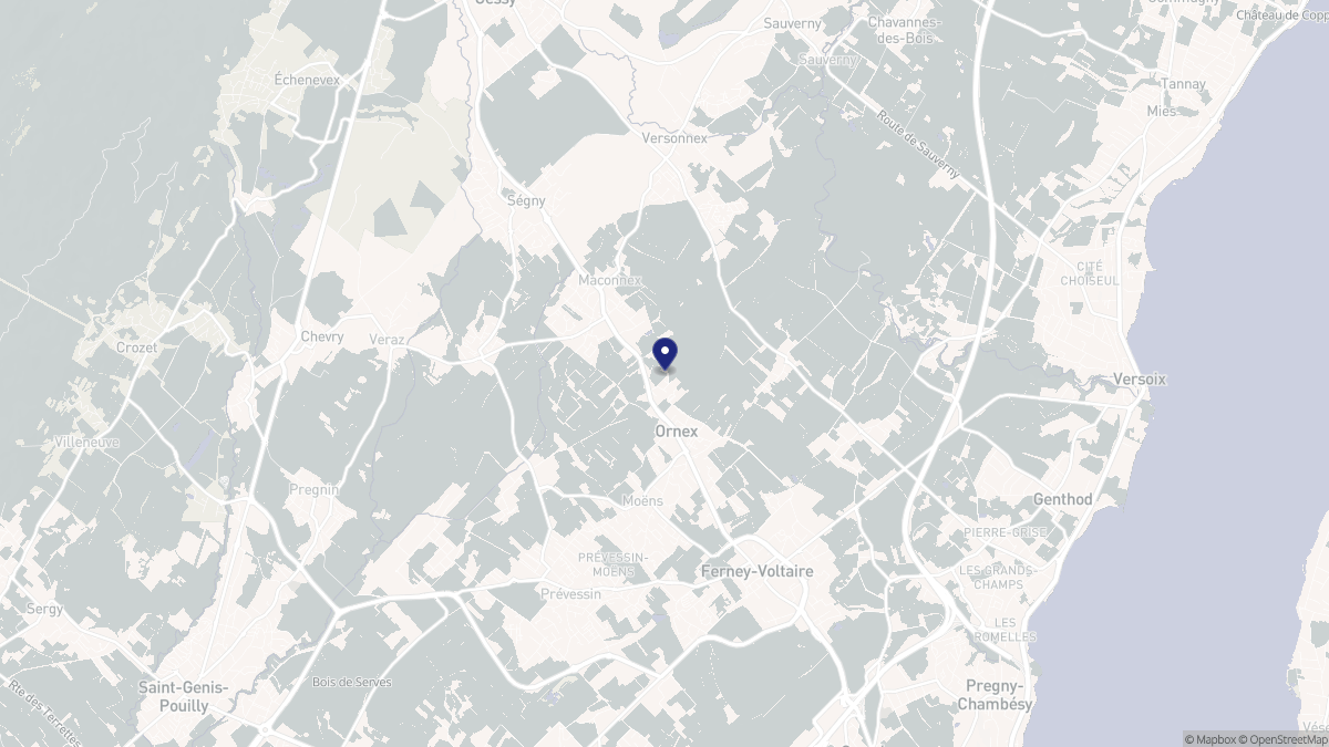 Aperçu cartographique de Ornex, centré sur la commune