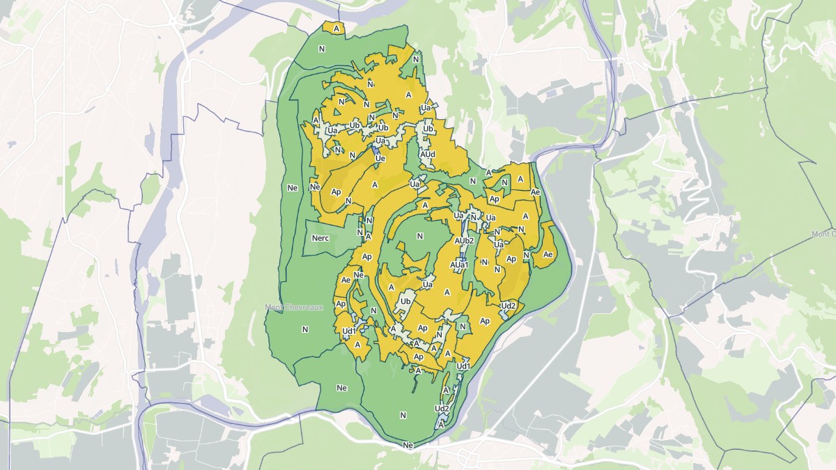 Aperçu cartographique de Parves et Nattages, centré sur la commune