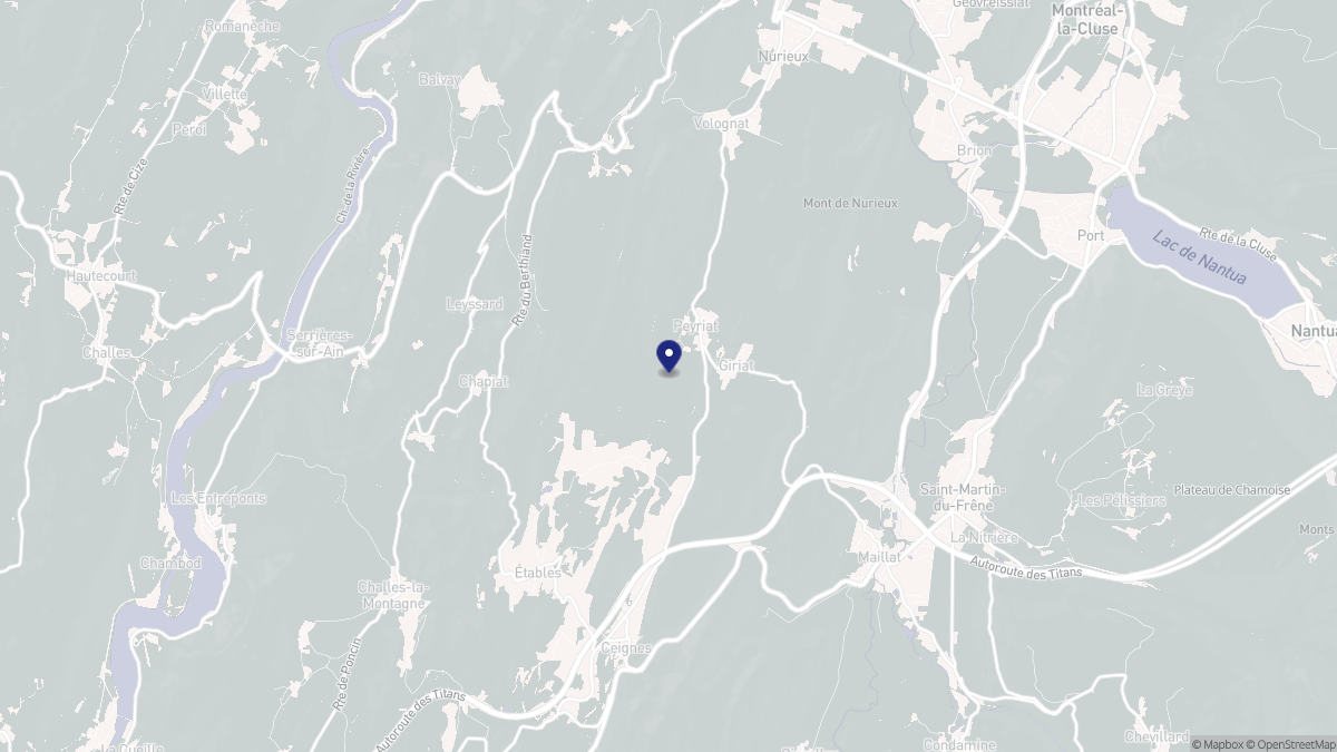 Aperçu cartographique de Peyriat, centré sur la commune