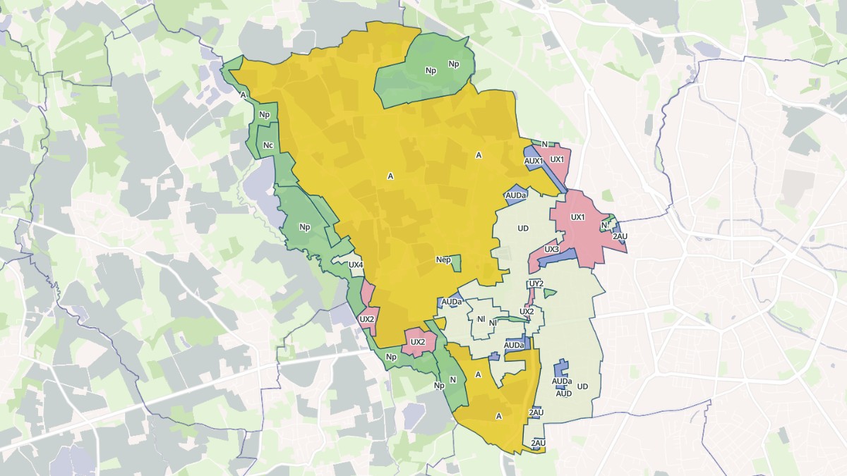 Aperçu cartographique de Saint-Denis-lès-Bourg, centré sur la commune