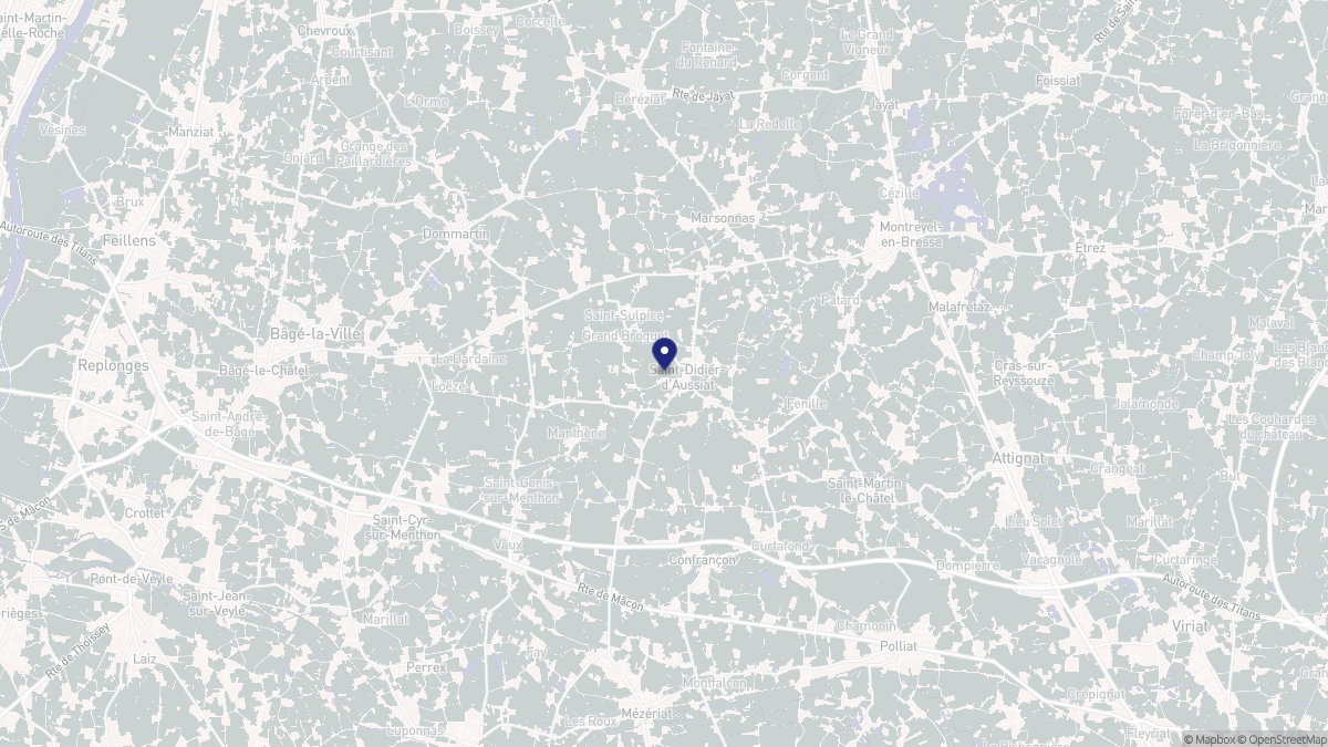 Aperçu cartographique de Saint-Didier-d'Aussiat, centré sur la commune