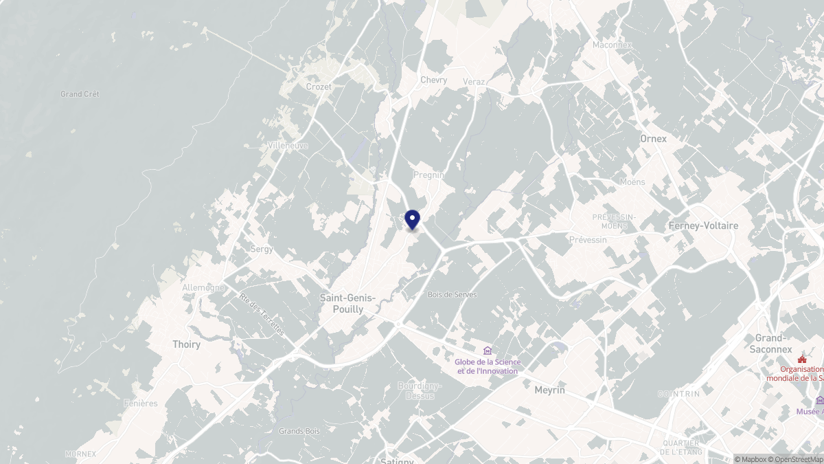 Aperçu cartographique de Saint-Genis-Pouilly, centré sur la commune