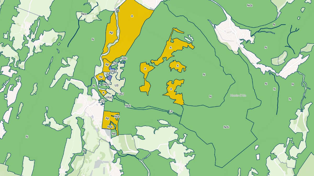 Aperçu cartographique de Saint-Martin-du-Frêne, centré sur la commune
