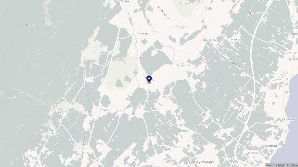 Aperçu cartographique de Ségny, centré sur la commune