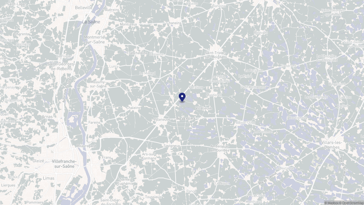 Aperçu cartographique de Villeneuve, centré sur la commune