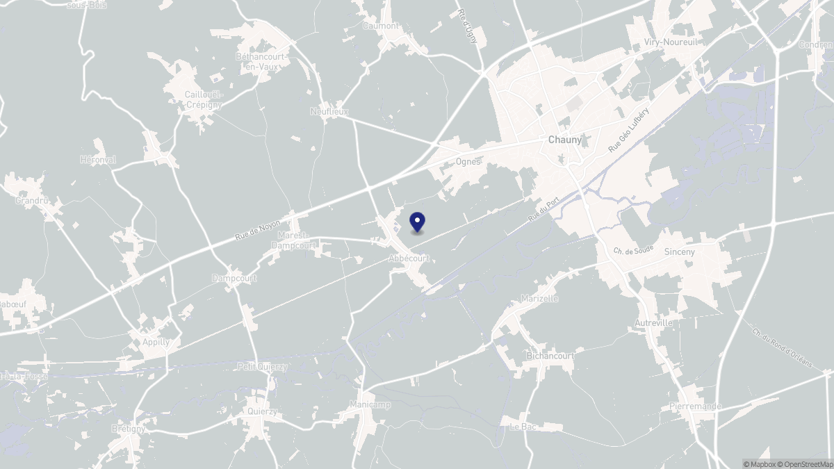 Aperçu cartographique de Abbécourt, centré sur la commune