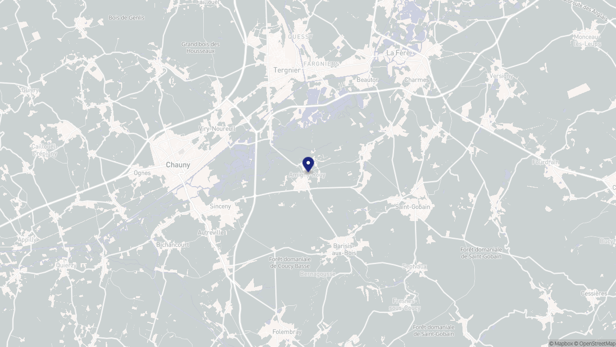 Aperçu cartographique de Amigny-Rouy, centré sur la commune
