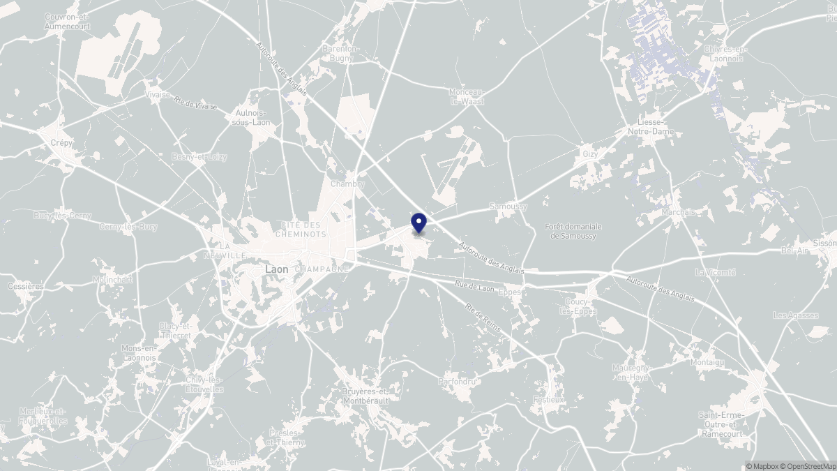 Aperçu cartographique de Athies-sous-Laon, centré sur la commune