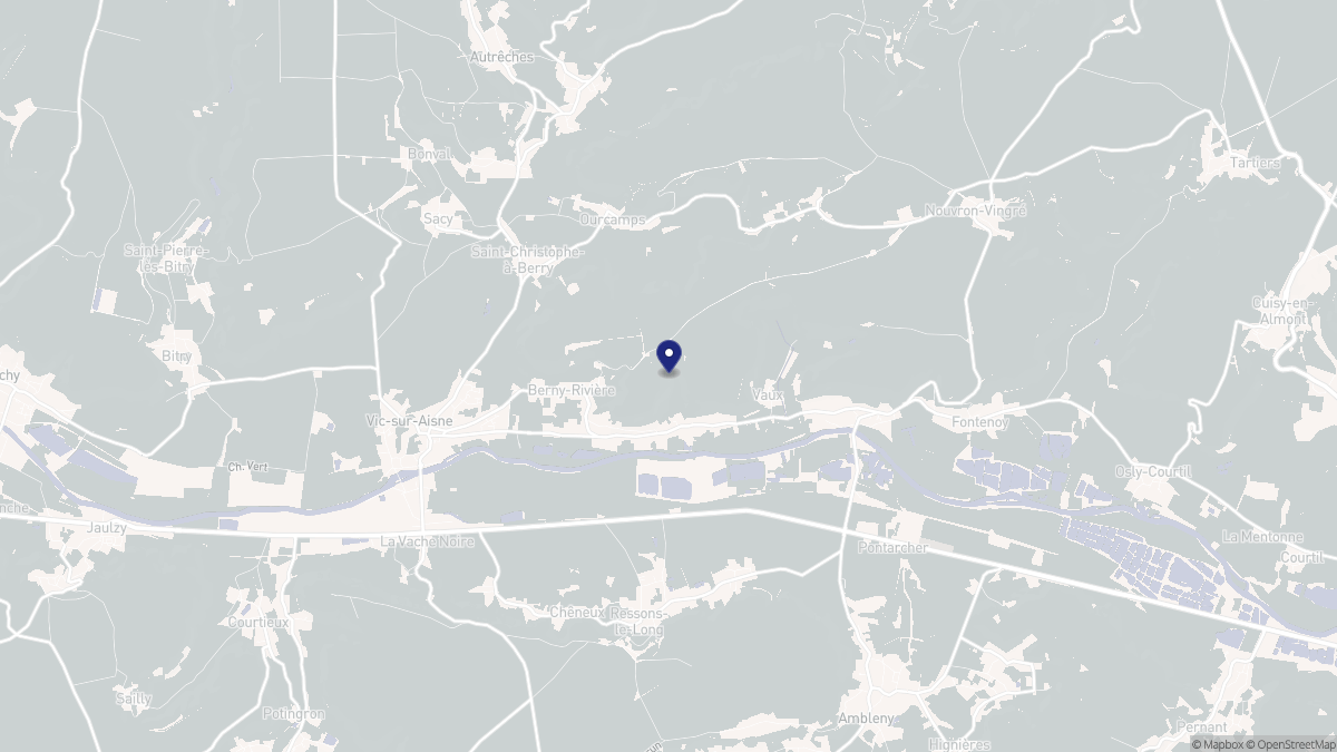 Aperçu cartographique de Berny-Rivière, centré sur la commune