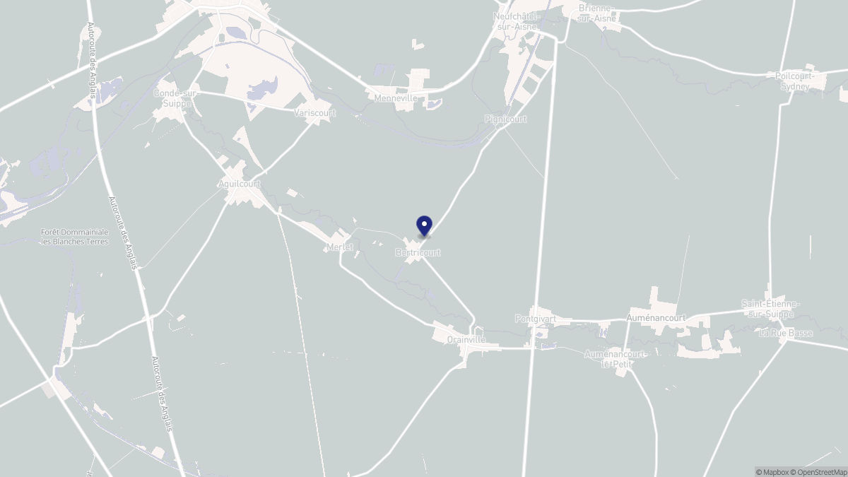 Aperçu cartographique de Bertricourt, centré sur la commune
