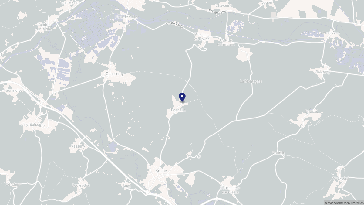 Aperçu cartographique de Brenelle, centré sur la commune
