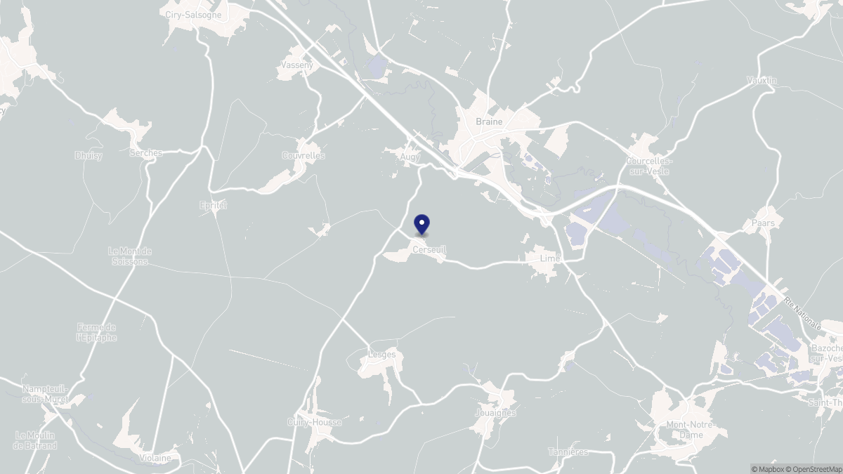 Aperçu cartographique de Cerseuil, centré sur la commune