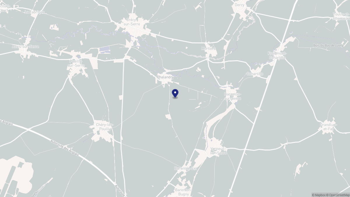 Aperçu cartographique de Chalandry, centré sur la commune
