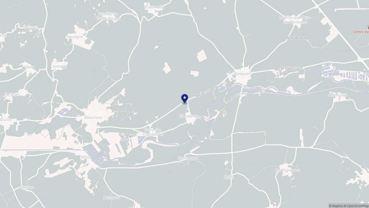 Aperçu cartographique de Chaudardes, centré sur la commune