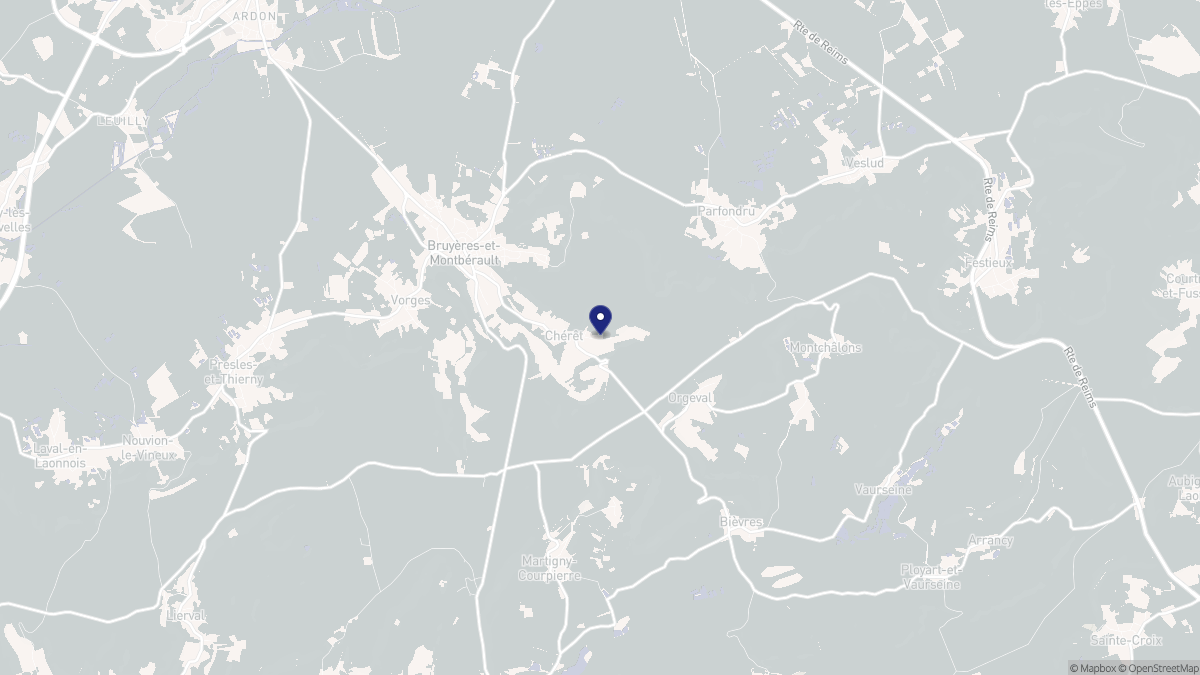 Aperçu cartographique de Chérêt, centré sur la commune