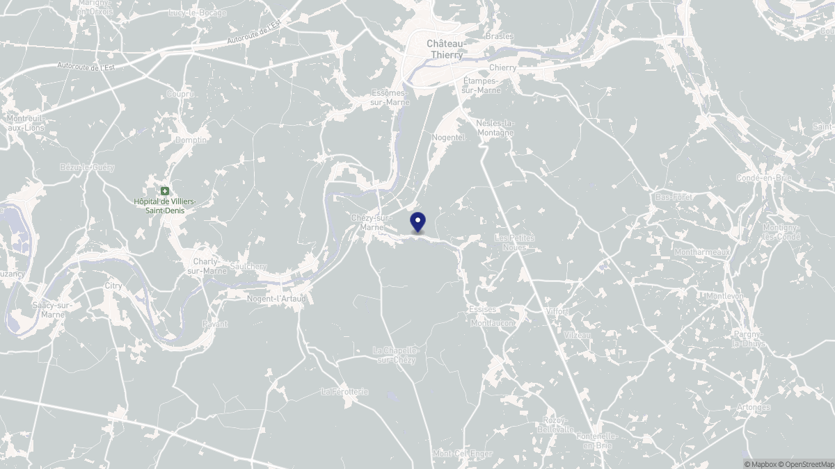 Aperçu cartographique de Chézy-sur-Marne, centré sur la commune