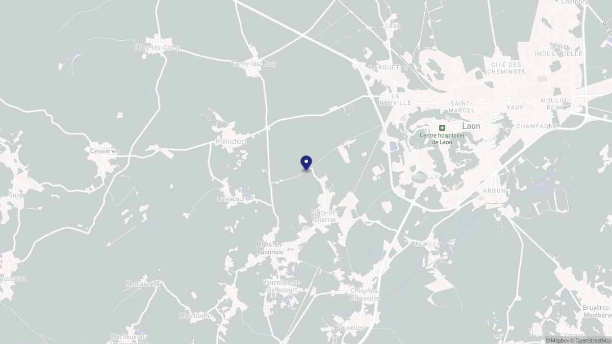 Aperçu cartographique de Clacy-et-Thierret, centré sur la commune
