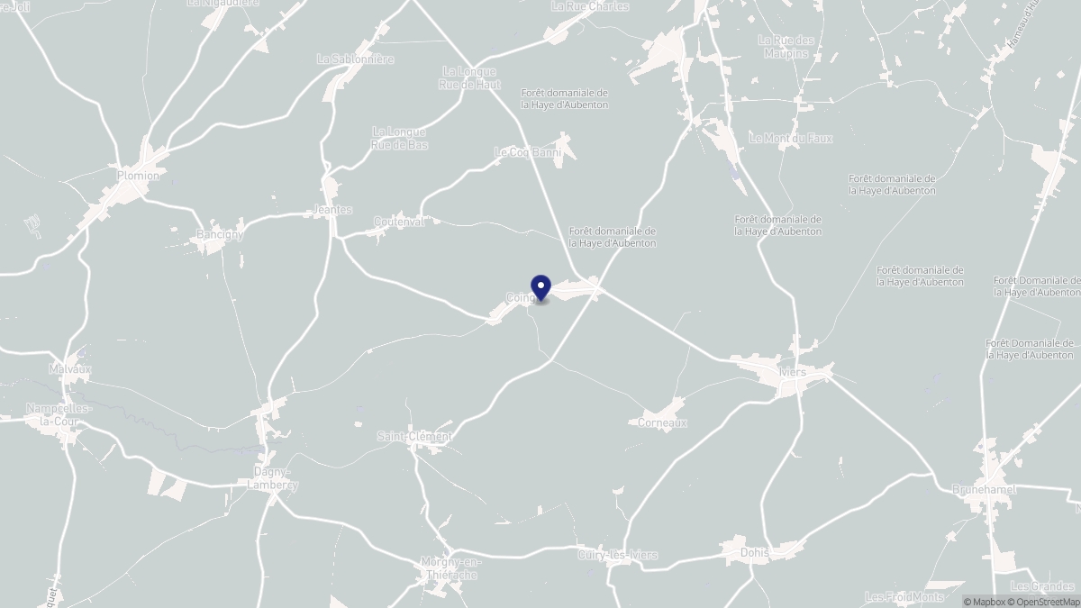 Aperçu cartographique de Coingt, centré sur la commune