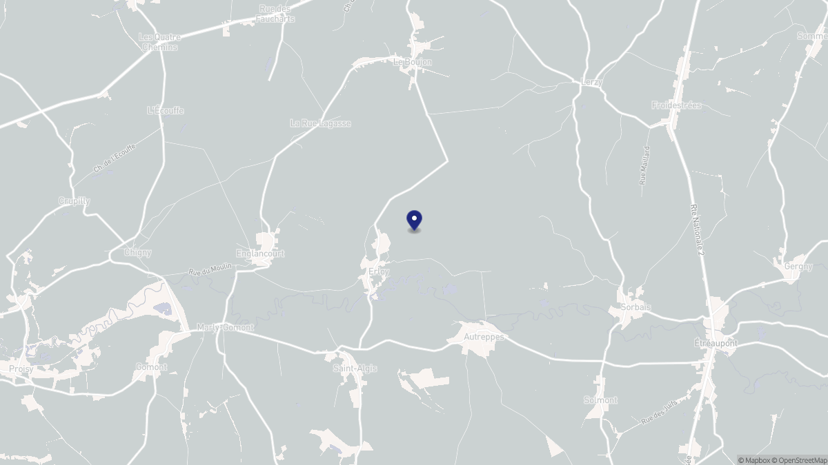 Aperçu cartographique de Erloy, centré sur la commune