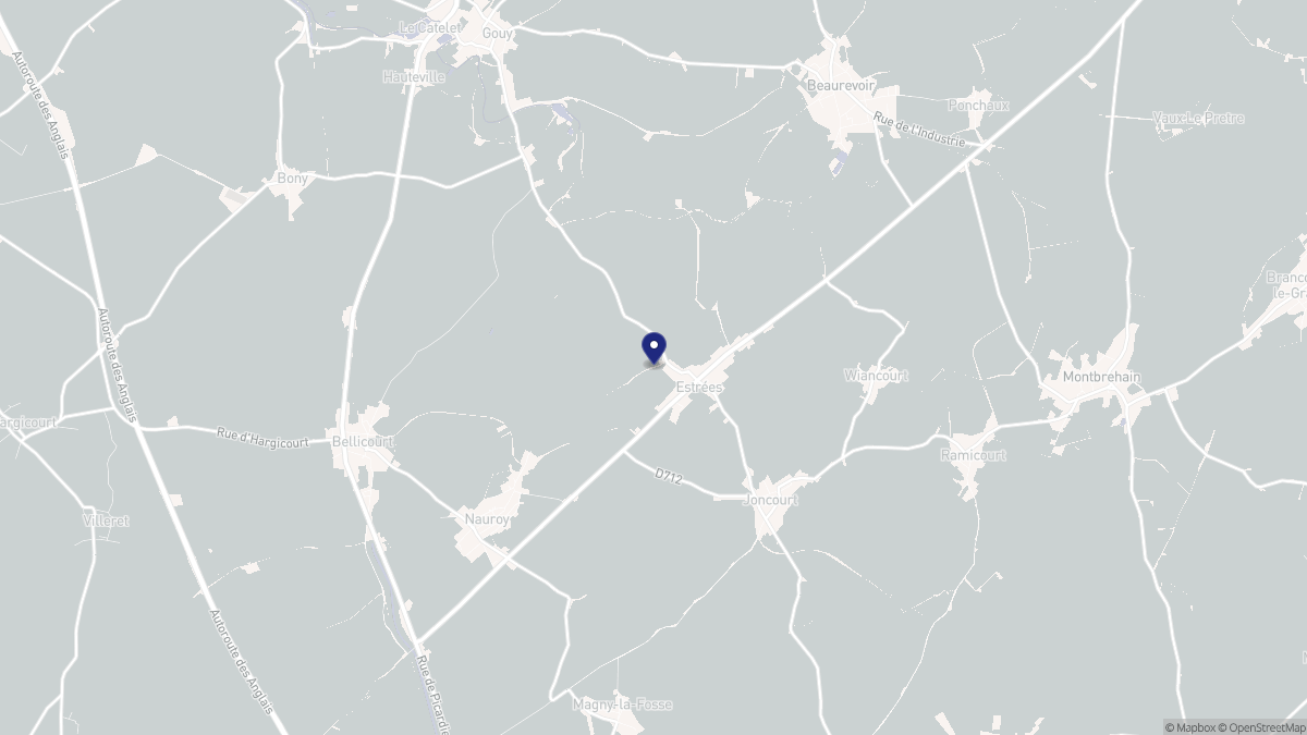 Aperçu cartographique de Estrées, centré sur la commune