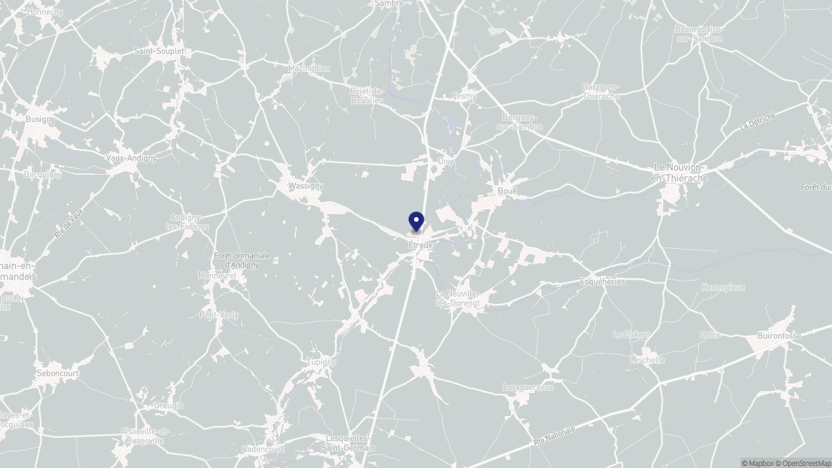 Aperçu cartographique de Étreux, centré sur la commune