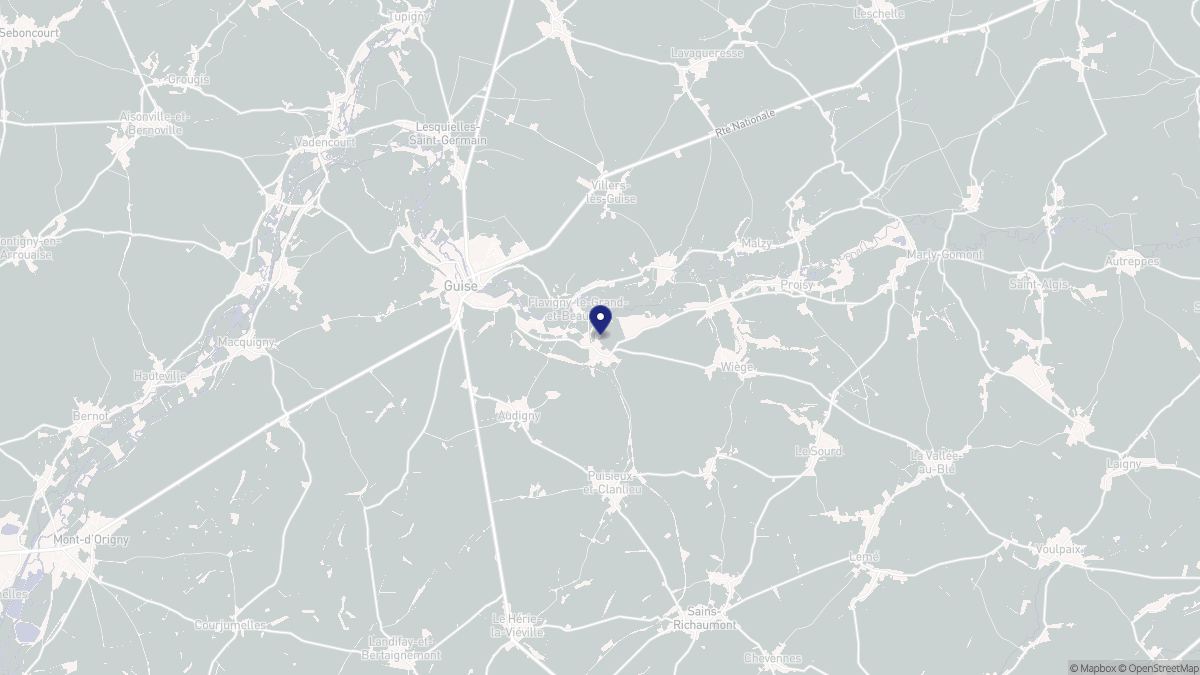 Aperçu cartographique de Flavigny-le-Grand-et-Beaurain, centré sur la commune