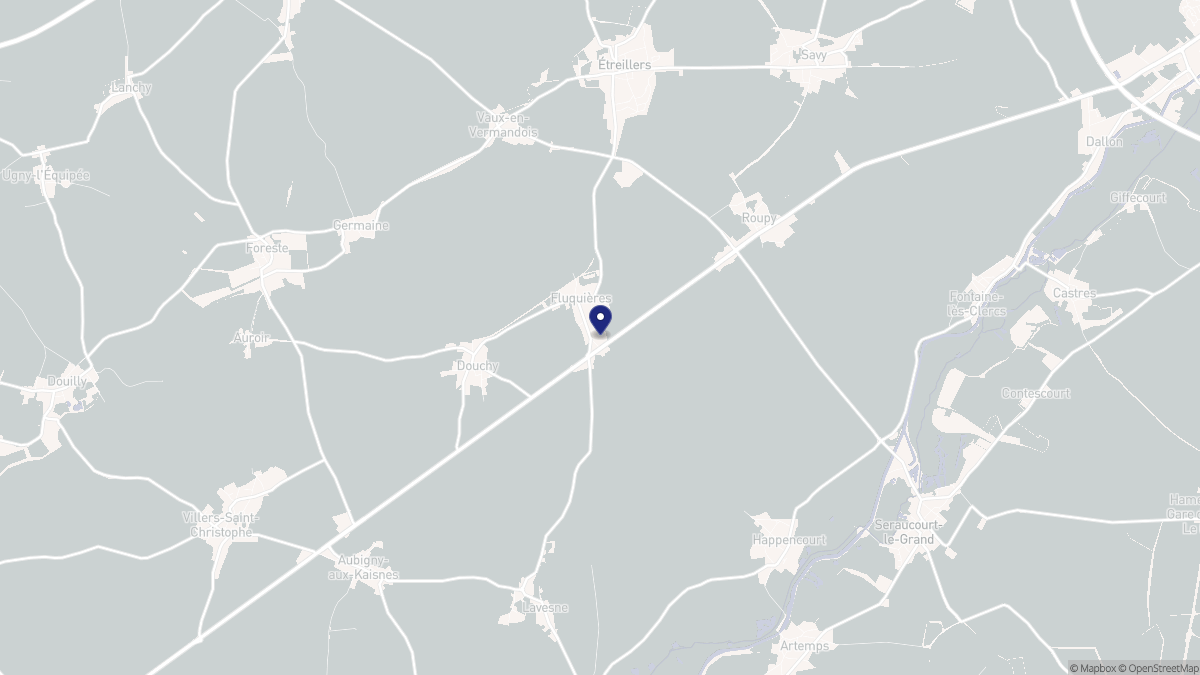 Aperçu cartographique de Fluquières, centré sur la commune