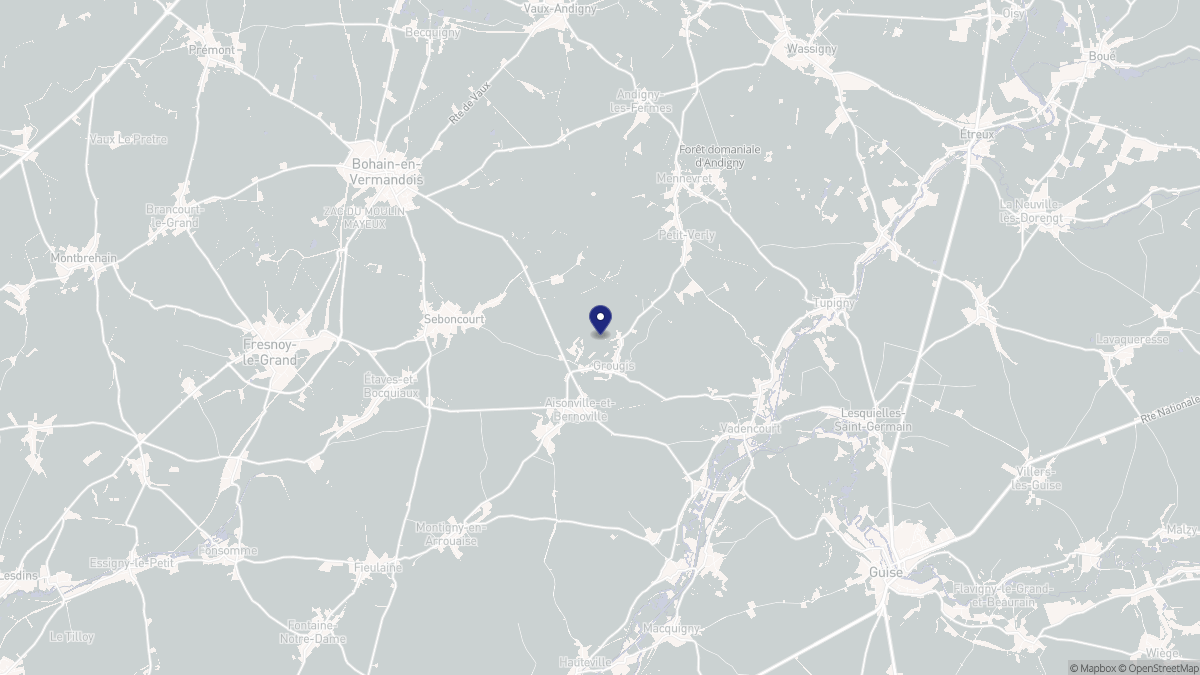 Aperçu cartographique de Grougis, centré sur la commune